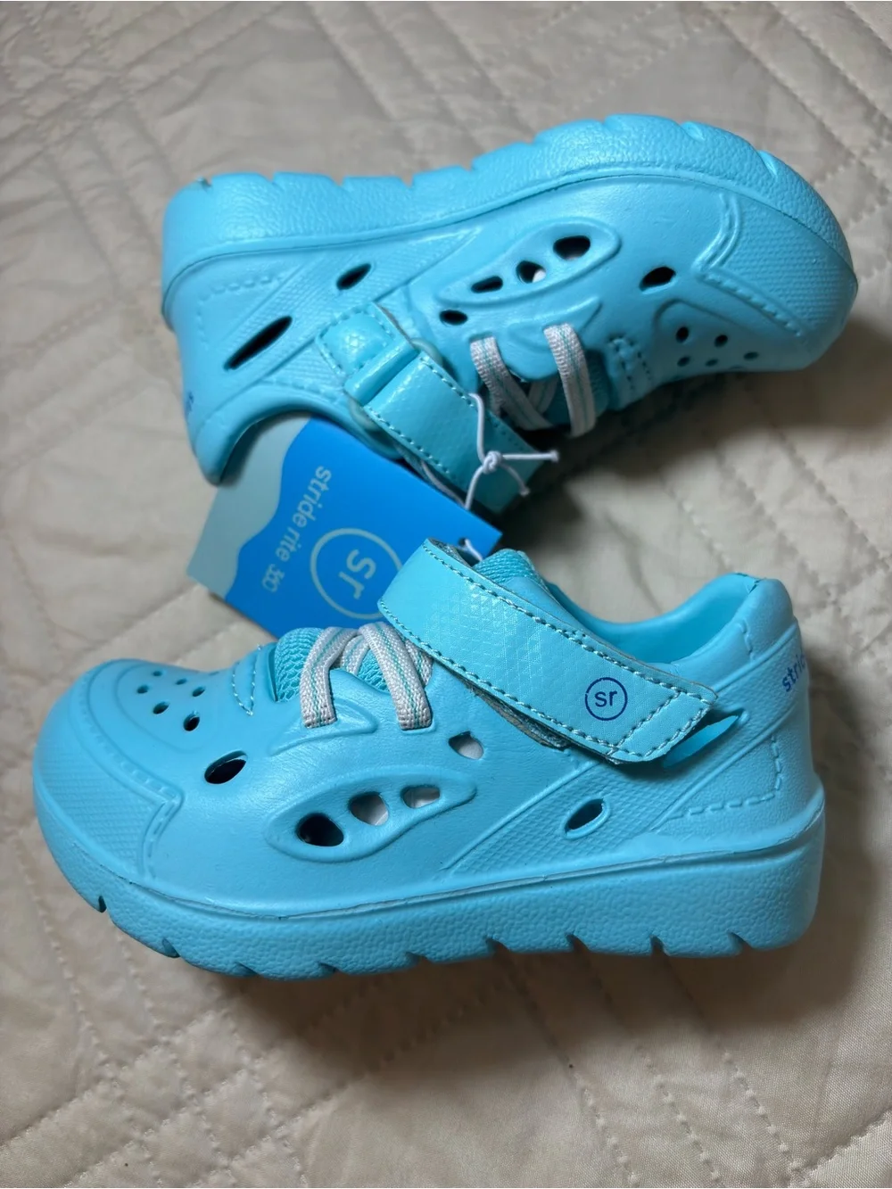 Stride Rite 7M Aqua Blue Breathable Sandal with Secure Velcro Strap
